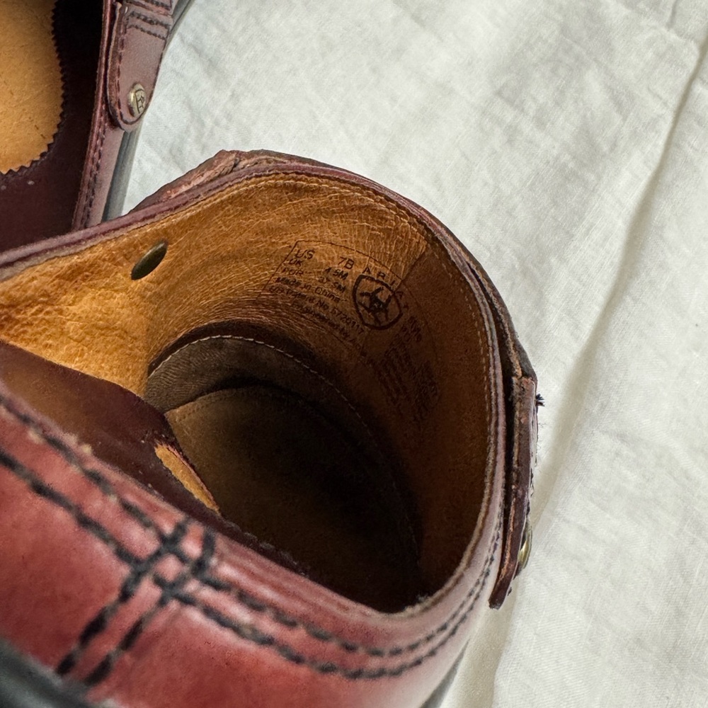 Ariat Red Leather Slip On Clogs Size 7 Classic Western - Picture 11 of 11